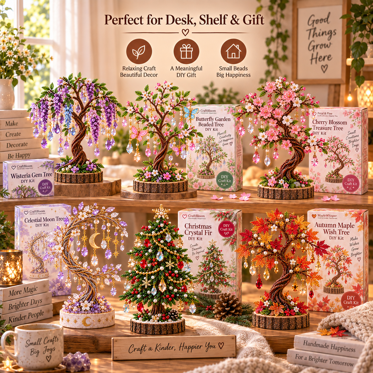 🌳✨ DIY Beaded Tree Craft Kit – Create Your Own Sparkling Decorative Tree