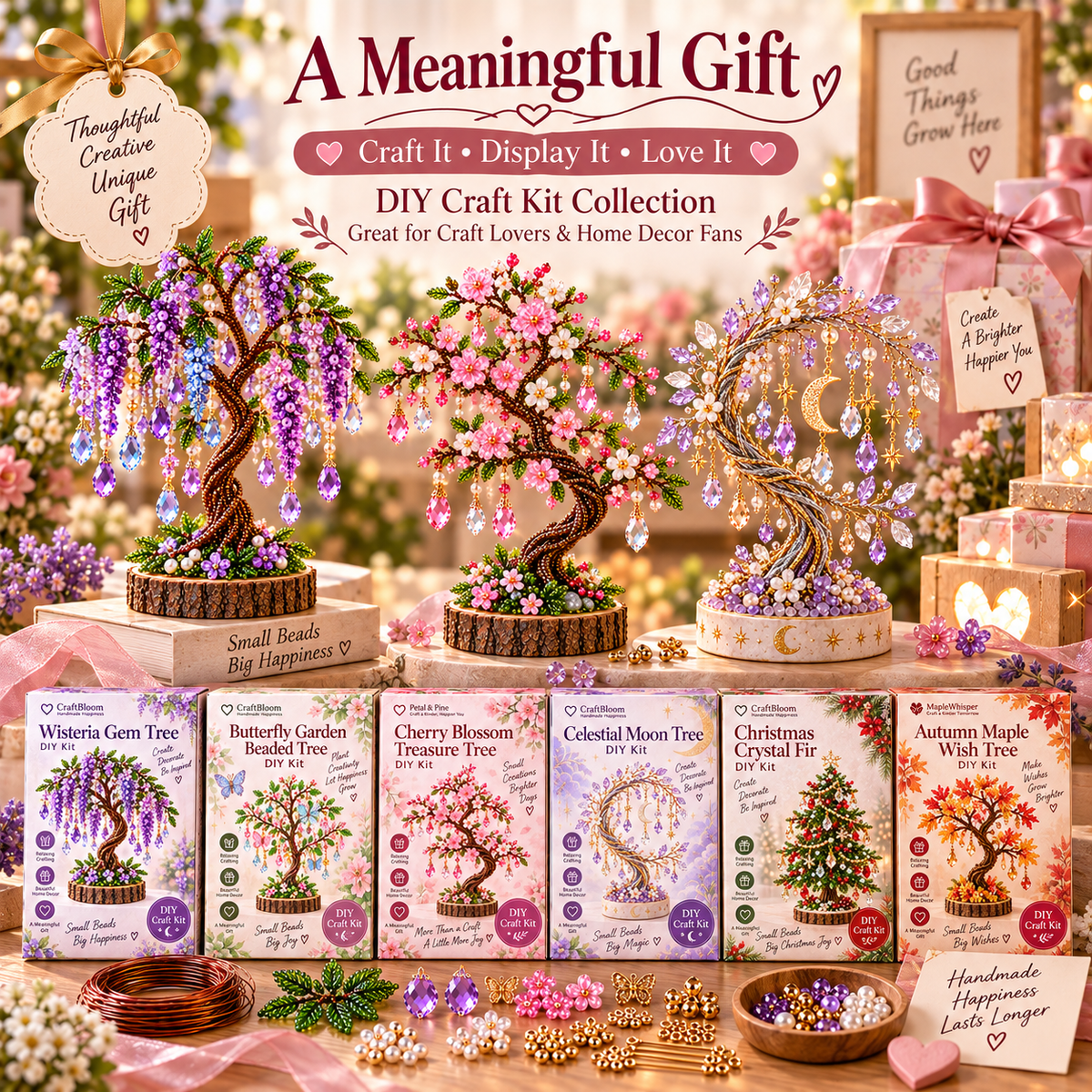 🌳✨ DIY Beaded Tree Craft Kit – Create Your Own Sparkling Decorative Tree