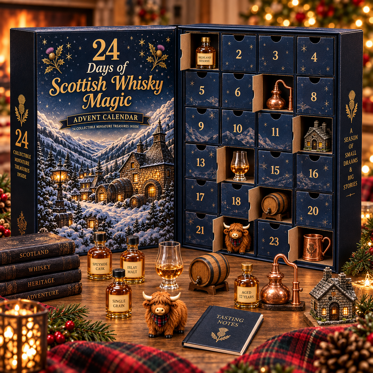 🥃✨2026 Days of Scottish Whisky Magic Blind Box –24-Day Festive Countdown, Scottish Whisky-Themed Collectible Figures Blind Box – Gift For Whisky Lovers🎄🏴🎁✨