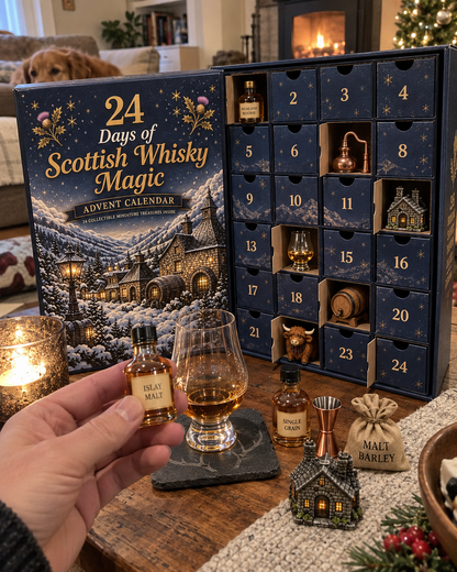 🥃✨2026 Days of Scottish Whisky Magic Blind Box –24-Day Festive Countdown, Scottish Whisky-Themed Collectible Figures Blind Box – Gift For Whisky Lovers🎄🏴🎁✨