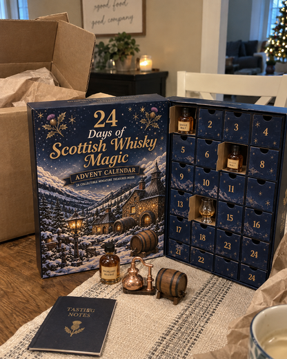 🥃✨2026 Days of Scottish Whisky Magic Blind Box –24-Day Festive Countdown, Scottish Whisky-Themed Collectible Figures Blind Box – Gift For Whisky Lovers🎄🏴🎁✨