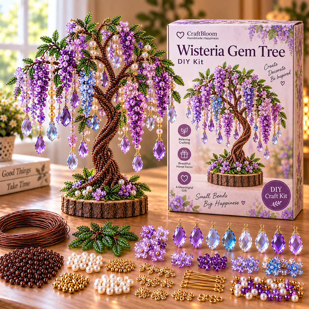🌳✨ DIY Beaded Tree Craft Kit – Create Your Own Sparkling Decorative Tree