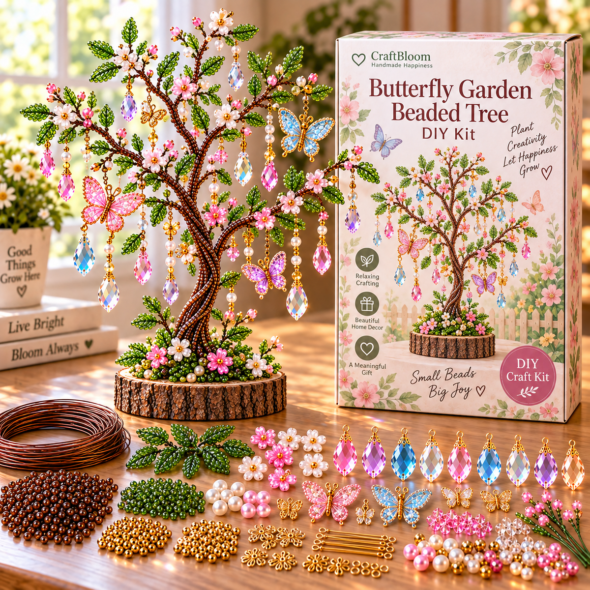 🌳✨ DIY Beaded Tree Craft Kit – Create Your Own Sparkling Decorative Tree