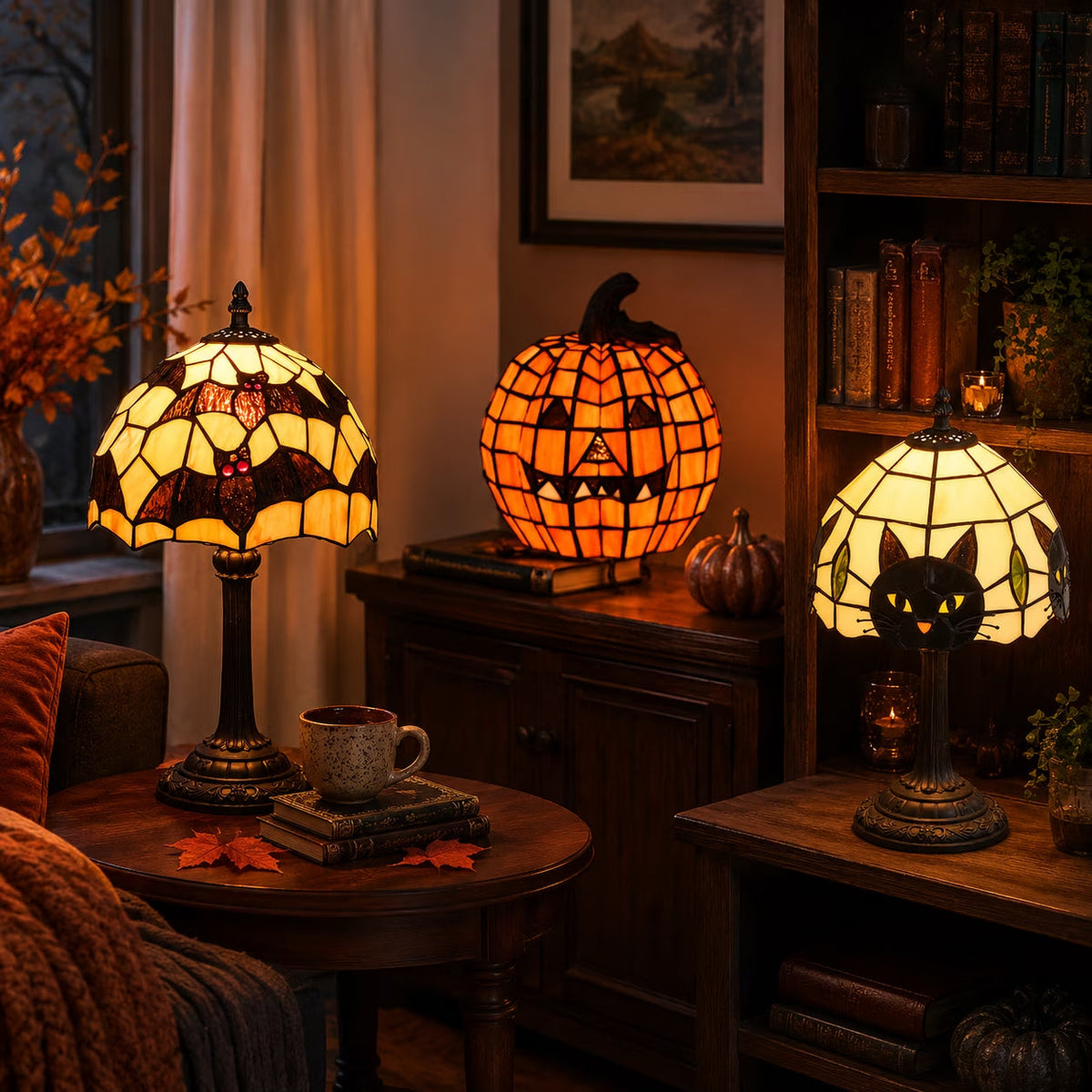 🎃 Halloween Tiffany Style Resin Themed Table Lamp