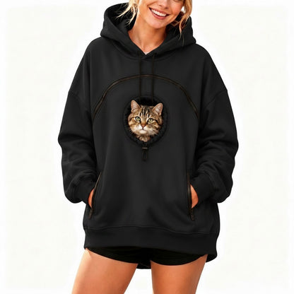 🐾 Cozy Fleece Pet Bonding Pouch Hoodie – Warm & Supportive Small Pet Carrier Clothing