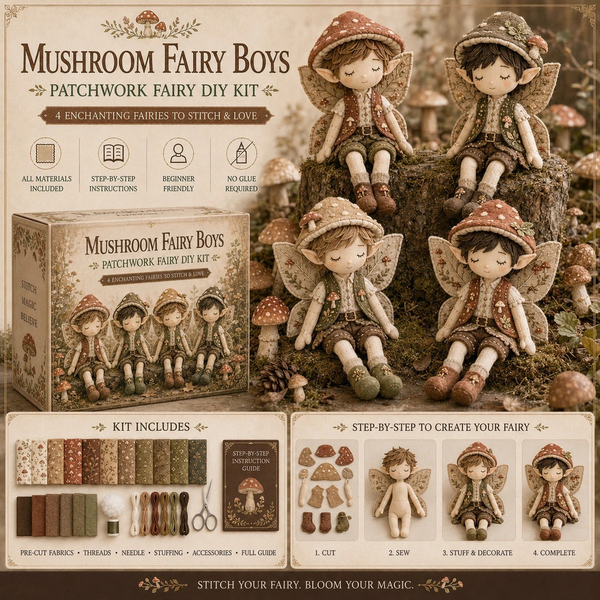 ✨ Christmas Magic Patchwork Fairy DIY Kit