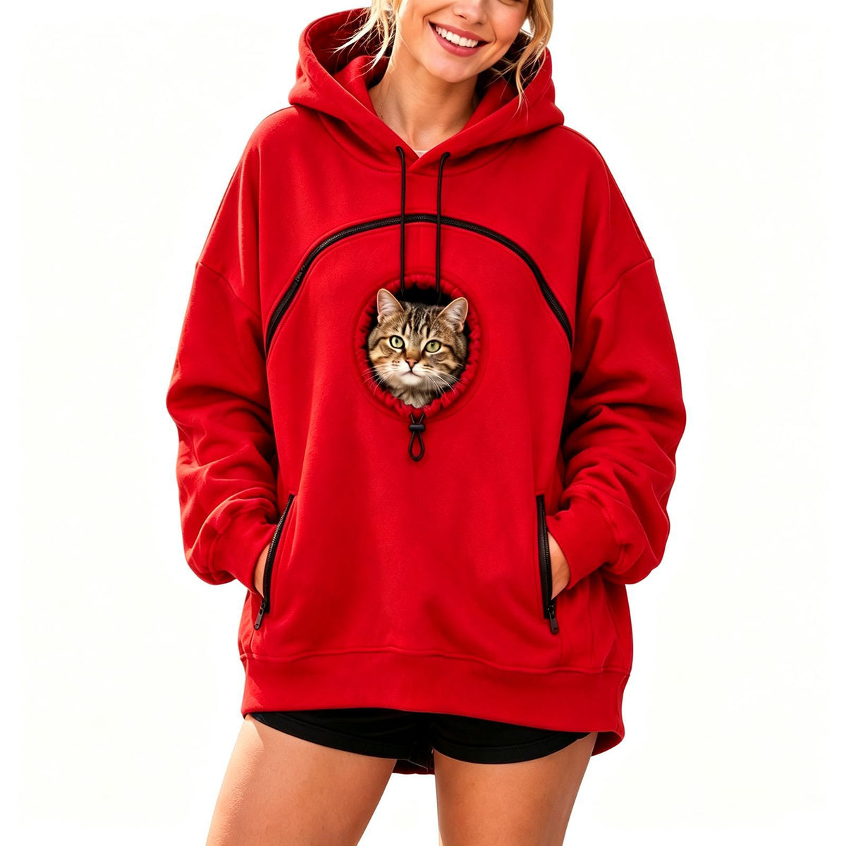 🐾 Cozy Fleece Pet Bonding Pouch Hoodie – Warm & Supportive Small Pet Carrier Clothing