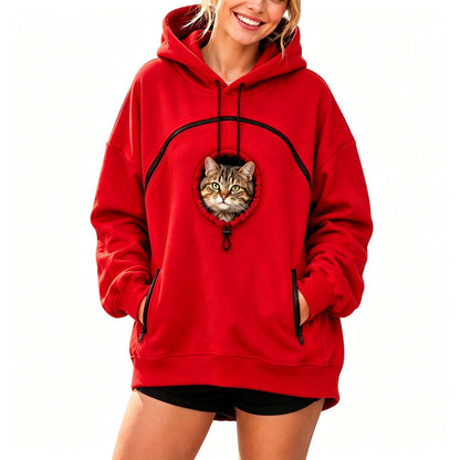 🐾 Cozy Fleece Pet Bonding Pouch Hoodie – Warm & Supportive Small Pet Carrier Clothing