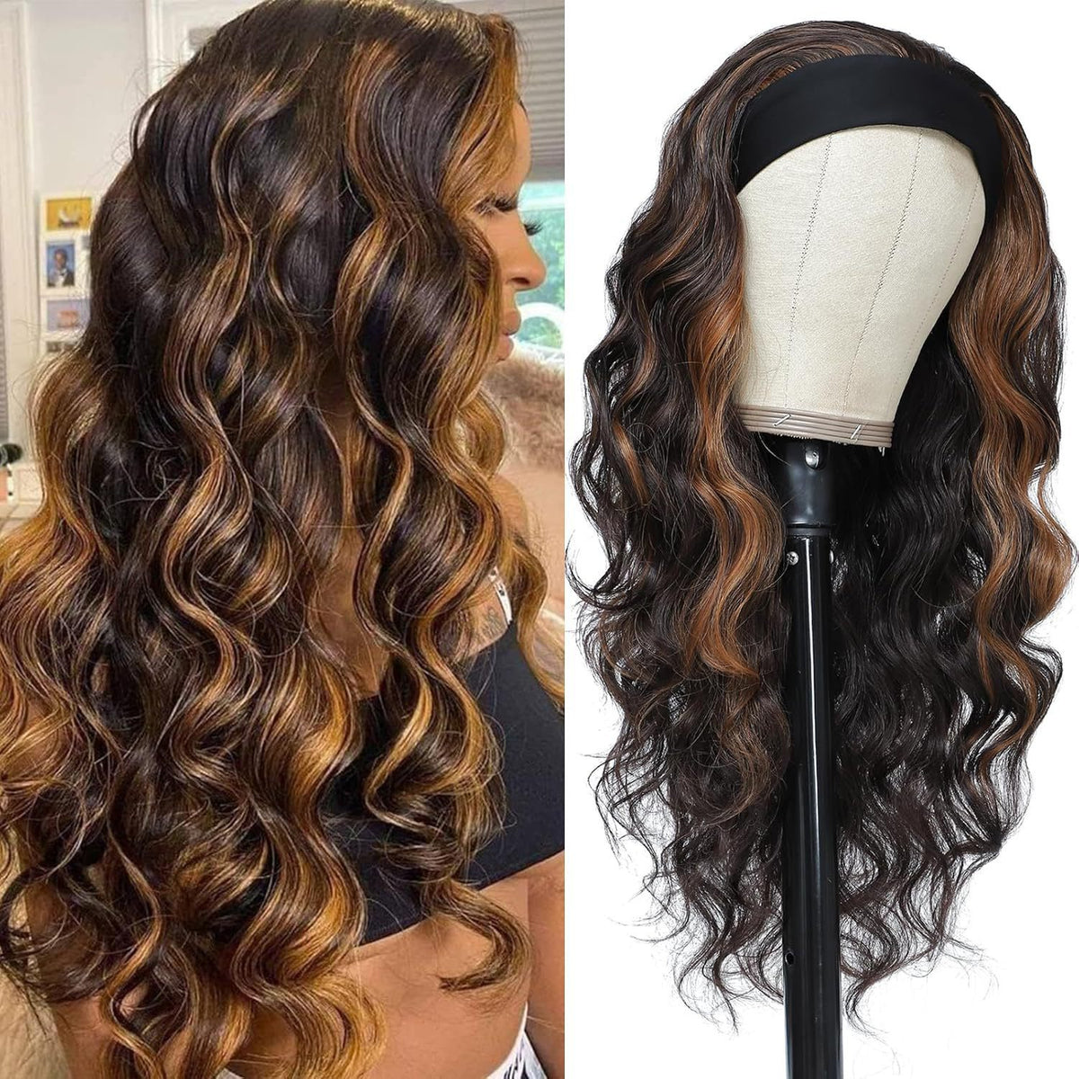 Ice Silk Headband Wig-100% Human Hair, Real Look