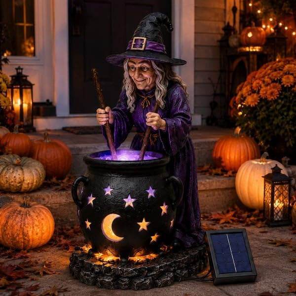 🎁 Last Day 50% OFF✨-🪄Halloween Witch Glowing Cauldron Solar Light