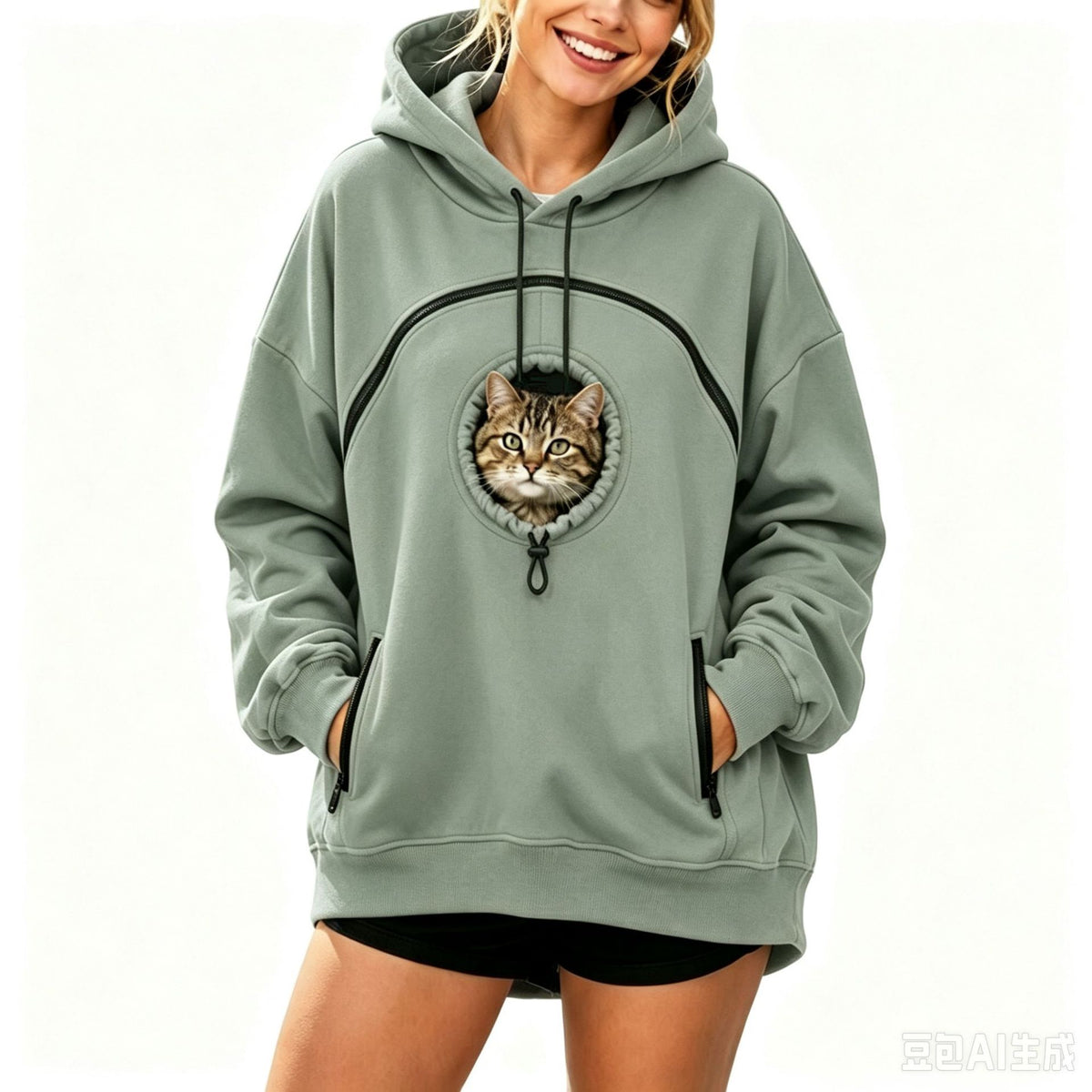 🐾 Cozy Fleece Pet Bonding Pouch Hoodie – Warm & Supportive Small Pet Carrier Clothing