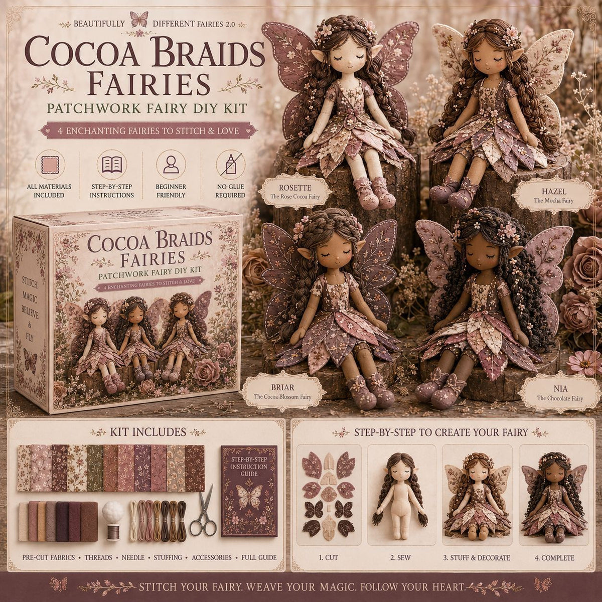 ✨ Christmas Magic Patchwork Fairy DIY Kit