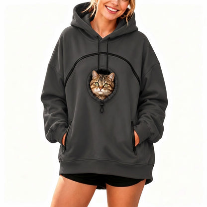 🐾 Cozy Fleece Pet Bonding Pouch Hoodie – Warm & Supportive Small Pet Carrier Clothing