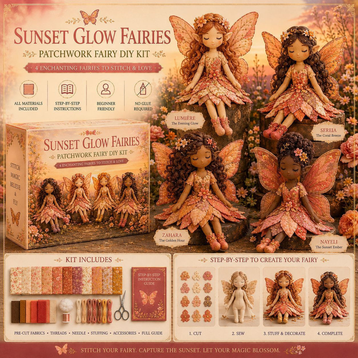 ✨ Christmas Magic Patchwork Fairy DIY Kit