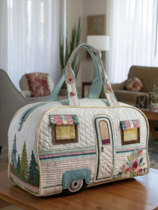 🌈LAST DAY 50% OFF-🚐✨ Hippie Van Quilted Duffle Bag – Colorful Retro Travel & Weekend Carryall 🎒