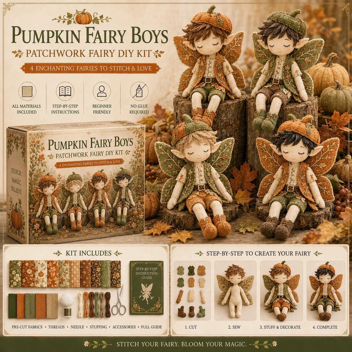✨ Christmas Magic Patchwork Fairy DIY Kit