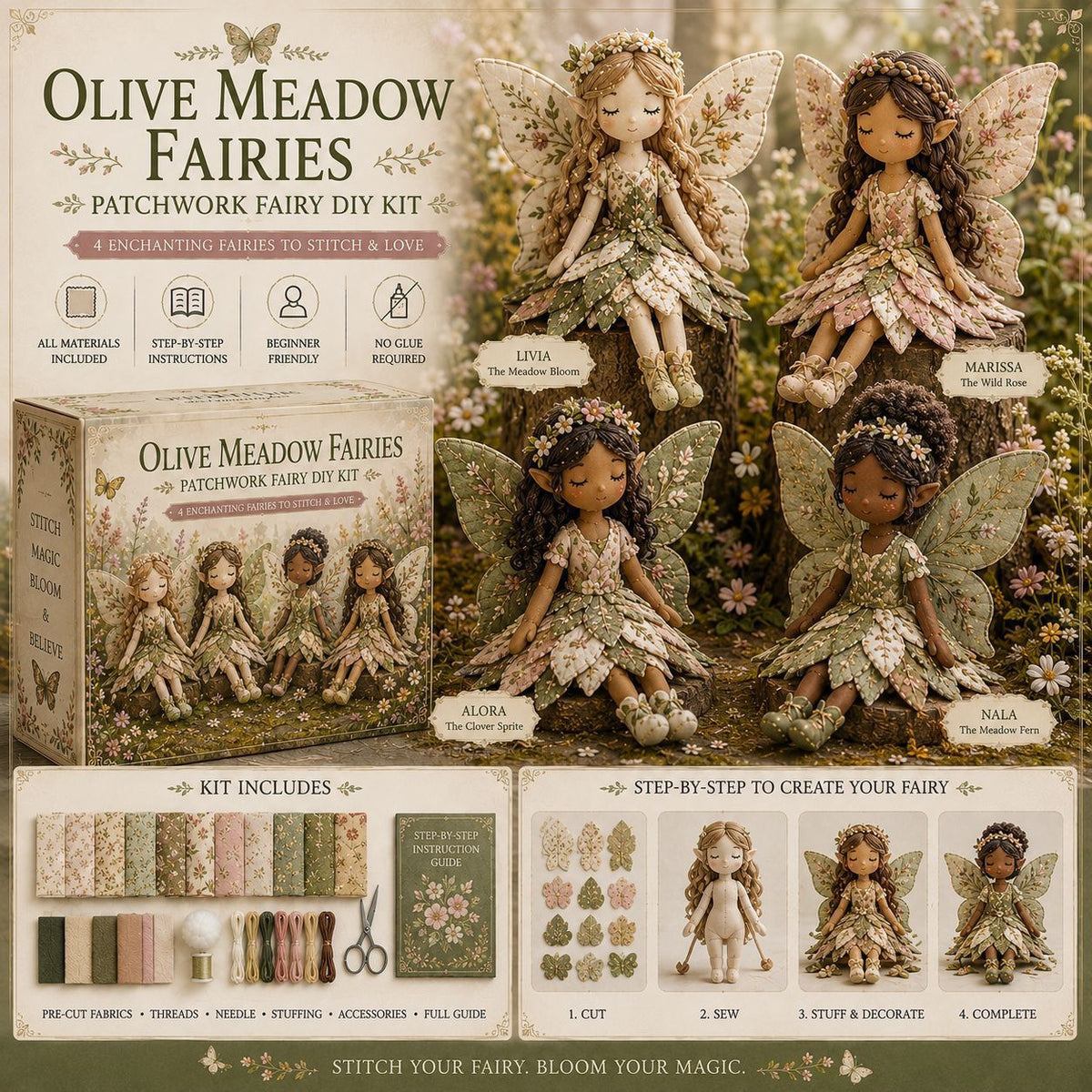 ✨ Christmas Magic Patchwork Fairy DIY Kit