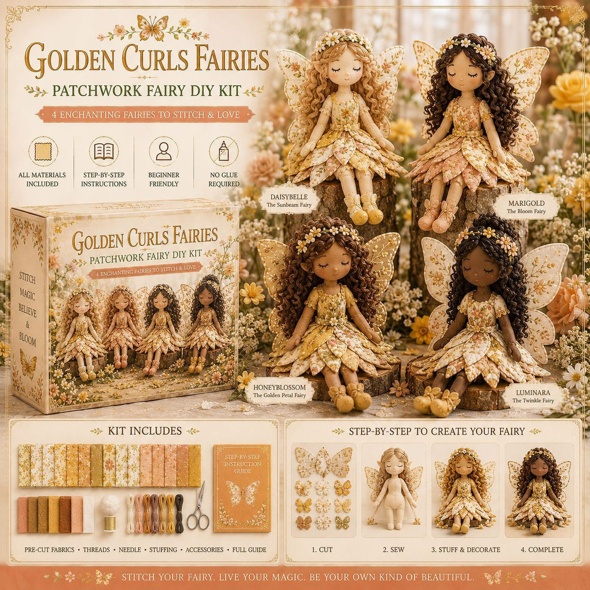 ✨ Christmas Magic Patchwork Fairy DIY Kit