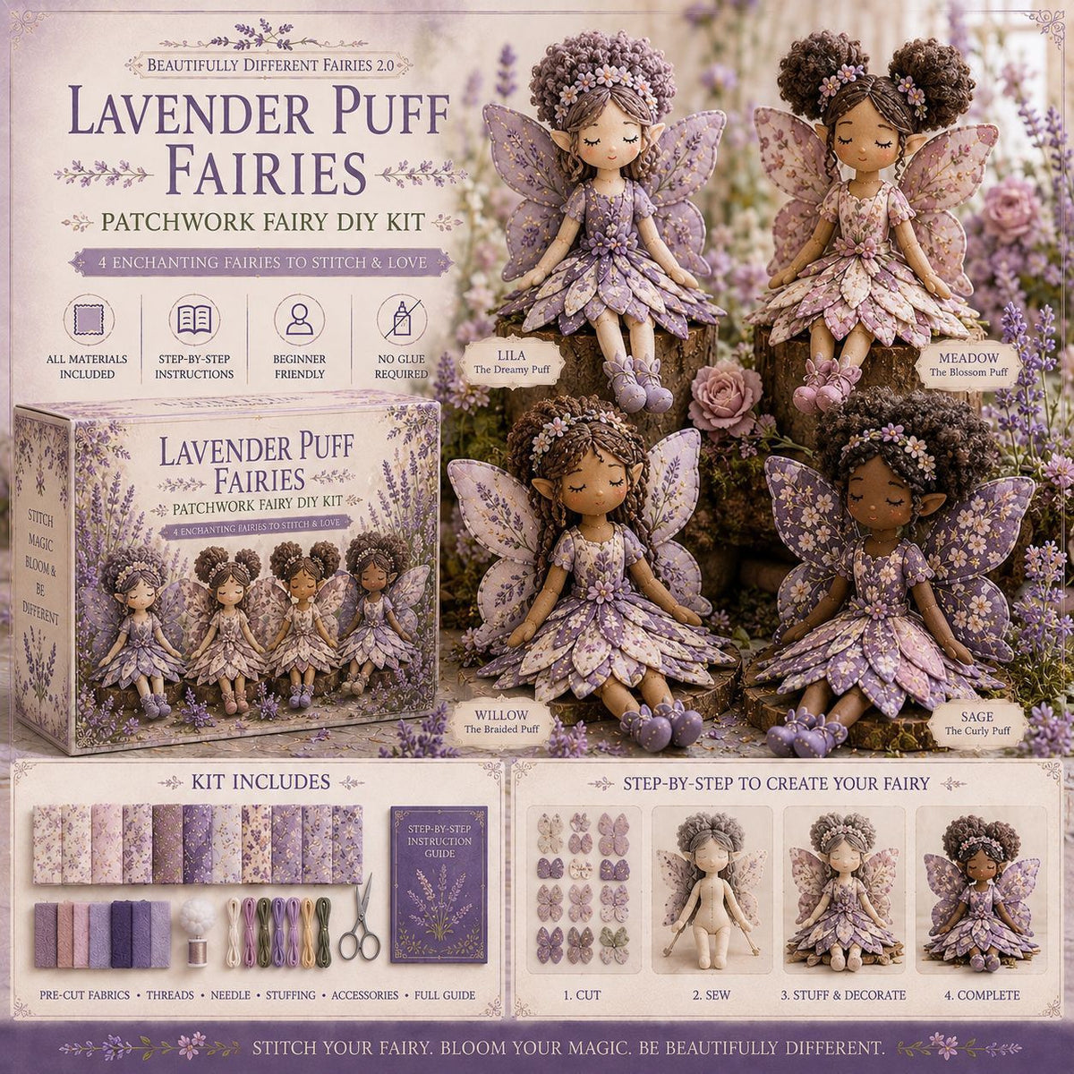 ✨ Christmas Magic Patchwork Fairy DIY Kit