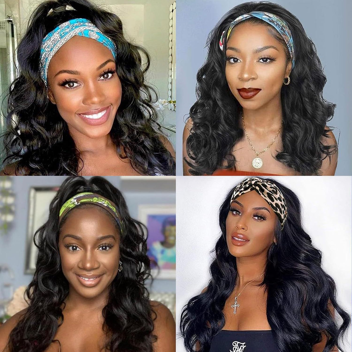 Ice Silk Headband Wig-100% Human Hair, Real Look
