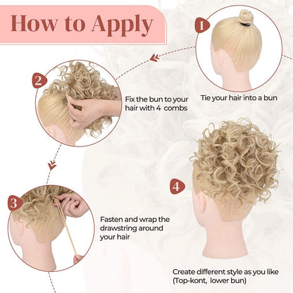 🔥💕Elastic Drawstring Curly Bun Hair Extension Easy Voluminous Style✨