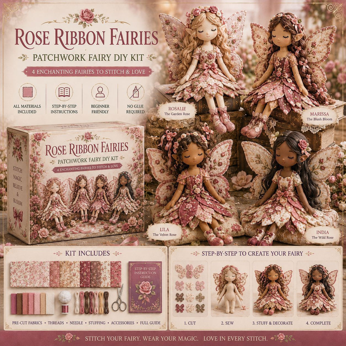 ✨ Christmas Magic Patchwork Fairy DIY Kit