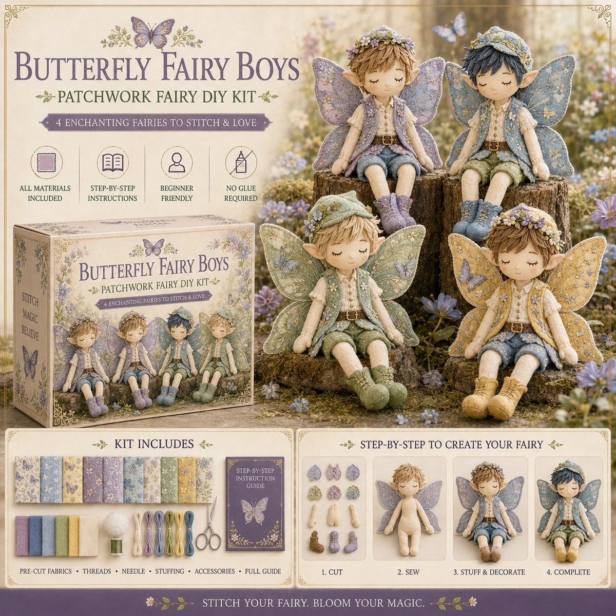 ✨ Christmas Magic Patchwork Fairy DIY Kit