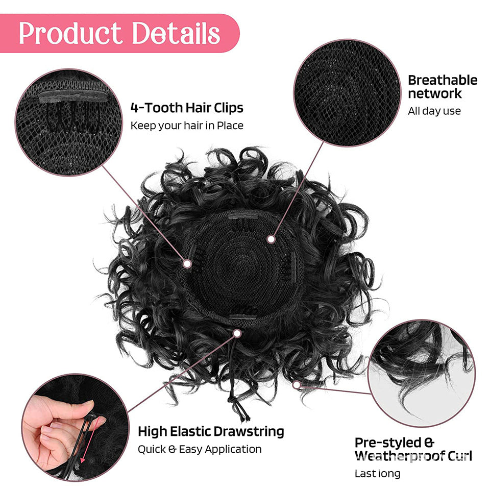 🔥💕Elastic Drawstring Curly Bun Hair Extension Easy Voluminous Style✨