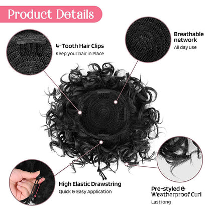 🔥💕Elastic Drawstring Curly Bun Hair Extension Easy Voluminous Style✨