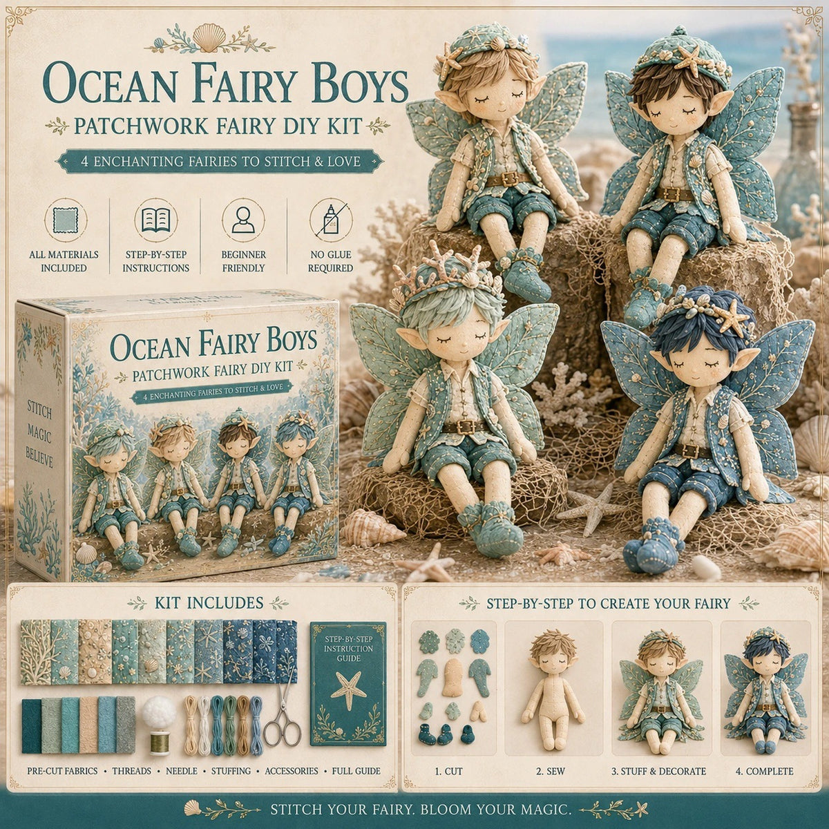 ✨ Christmas Magic Patchwork Fairy DIY Kit