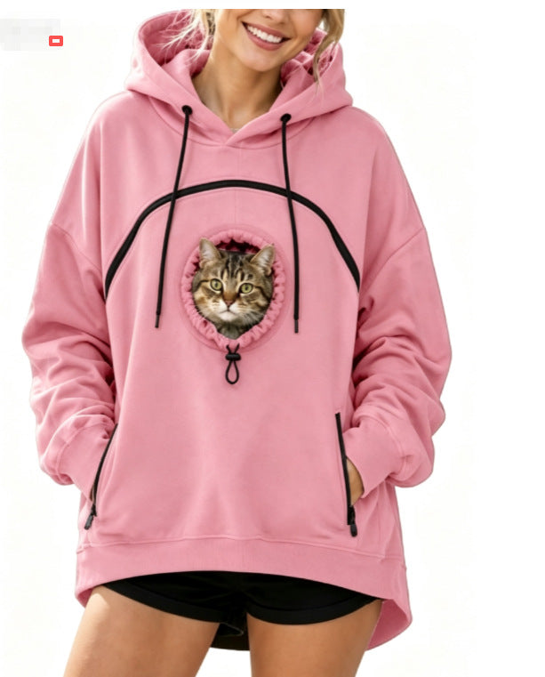 🐾 Cozy Fleece Pet Bonding Pouch Hoodie – Warm & Supportive Small Pet Carrier Clothing