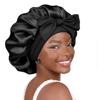 Silk Butter Satin Bonnet with Tie Band