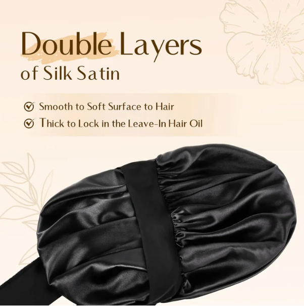 Silk Butter Satin Bonnet with Tie Band