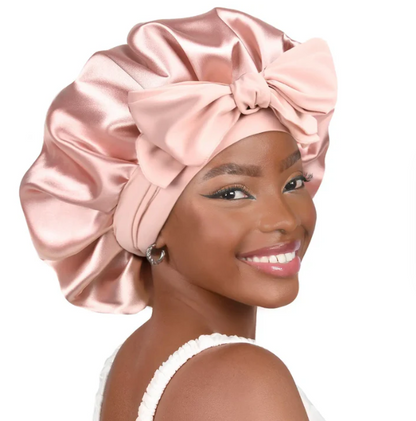 Silk Butter Satin Bonnet with Tie Band