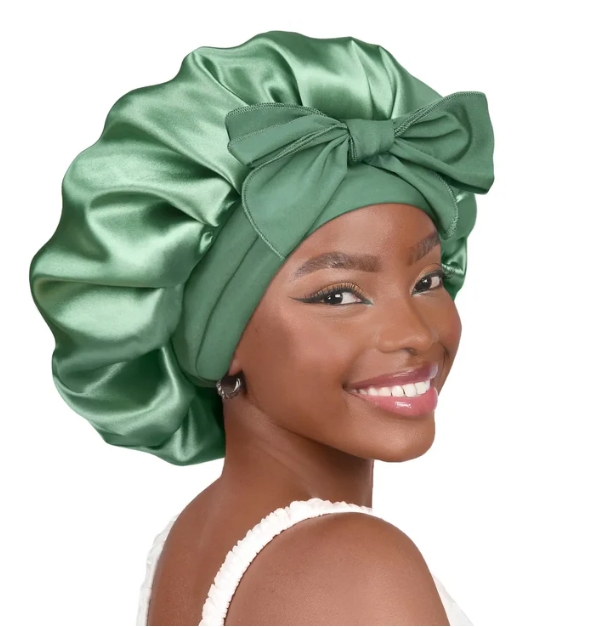 Silk Butter Satin Bonnet with Tie Band