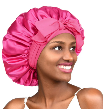 Silk Butter Satin Bonnet with Tie Band