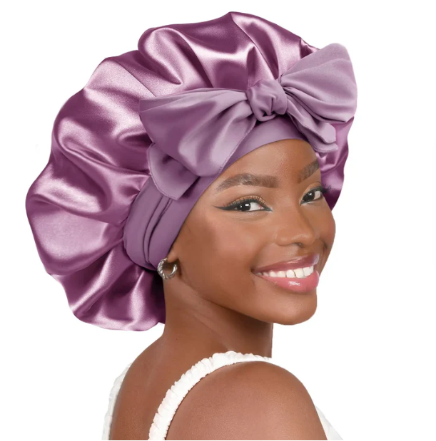 Silk Butter Satin Bonnet with Tie Band