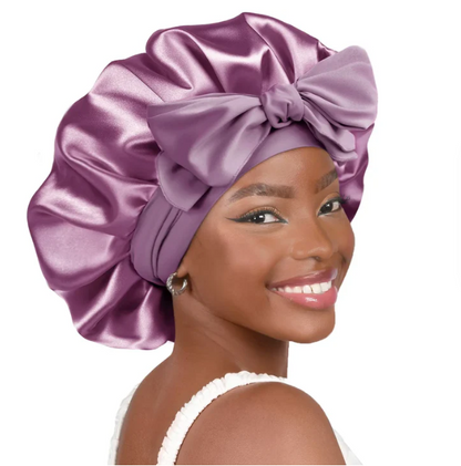 Silk Butter Satin Bonnet with Tie Band