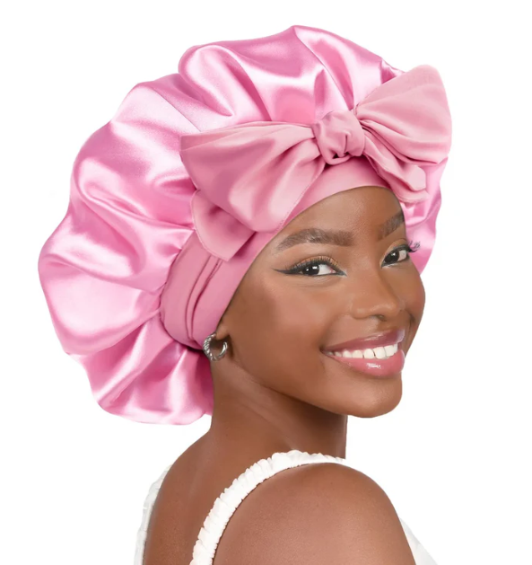 Silk Butter Satin Bonnet with Tie Band