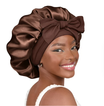 Silk Butter Satin Bonnet with Tie Band