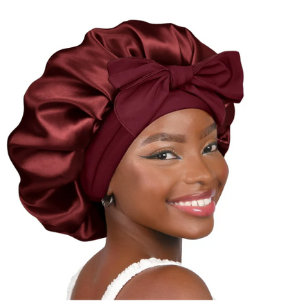 Silk Butter Satin Bonnet with Tie Band