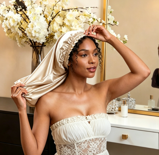 New Style Ruffled Lace Long Hair Bonnet — Women's Home Hair Care Cap