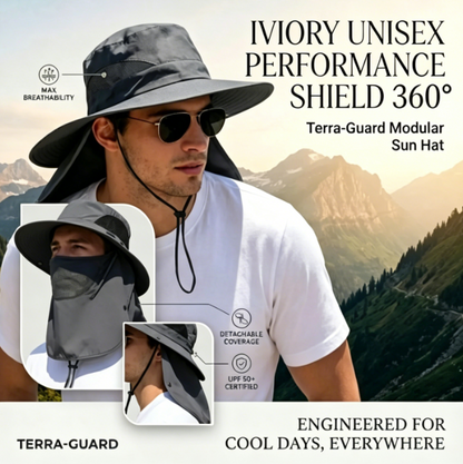 Sun Hats for Men Women with Neck Flap UPF 50+ UV Protection Wide Brim Bucket Hat Safari Hiking Fishing Hats