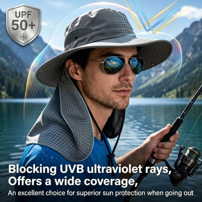 Sun Hats for Men Women with Neck Flap UPF 50+ UV Protection Wide Brim Bucket Hat Safari Hiking Fishing Hats