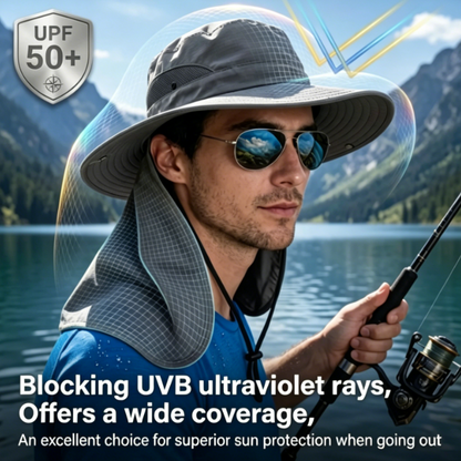 Sun Hats for Men Women with Neck Flap UPF 50+ UV Protection Wide Brim Bucket Hat Safari Hiking Fishing Hats