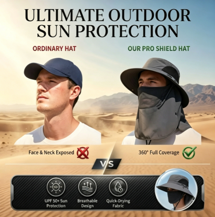 Sun Hats for Men Women with Neck Flap UPF 50+ UV Protection Wide Brim Bucket Hat Safari Hiking Fishing Hats