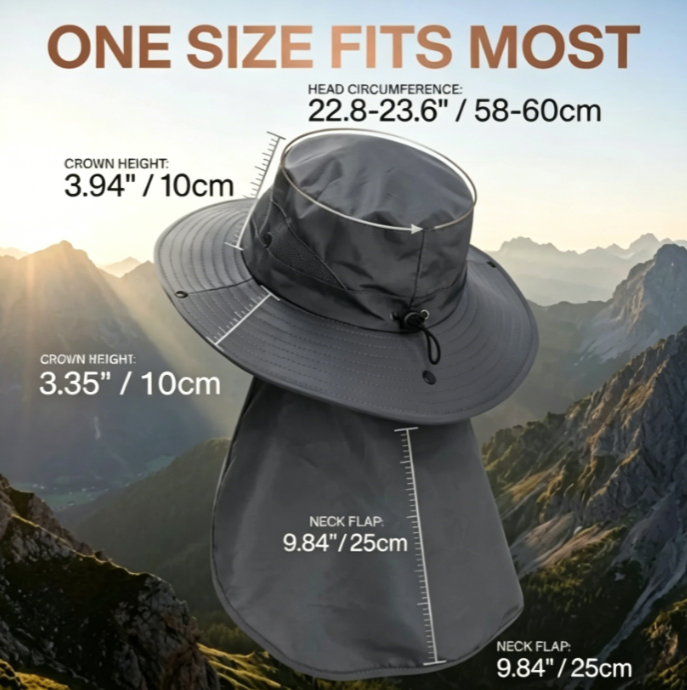Sun Hats for Men Women with Neck Flap UPF 50+ UV Protection Wide Brim Bucket Hat Safari Hiking Fishing Hats
