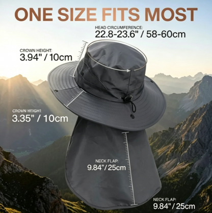 Sun Hats for Men Women with Neck Flap UPF 50+ UV Protection Wide Brim Bucket Hat Safari Hiking Fishing Hats