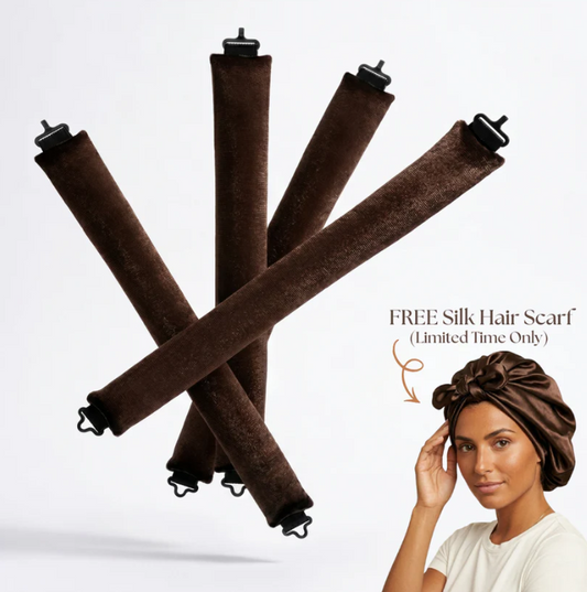 Heatless Blowout Rods, 4 Rod Set + FREE Silk Hair Scarf