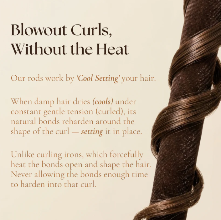 Heatless Blowout Rods, 4 Rod Set + FREE Silk Hair Scarf